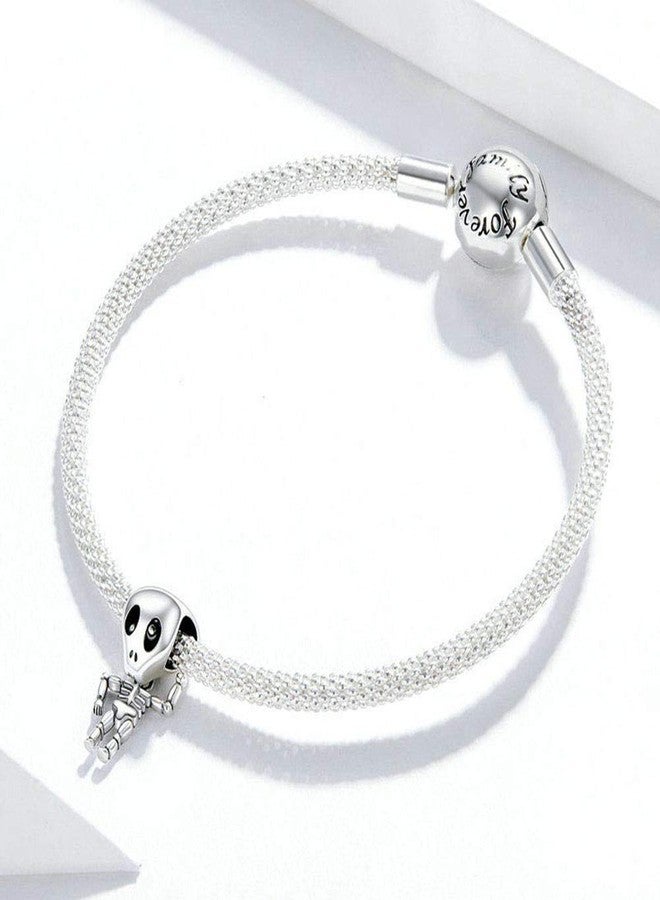 LAMOONY Skeleton Charm 925 Sterling Silver Halloween Bead Witch Moon Pumpkin Ghost Castle Pendant for Pandora Charm Bracelet (Skeleton) - Image 4